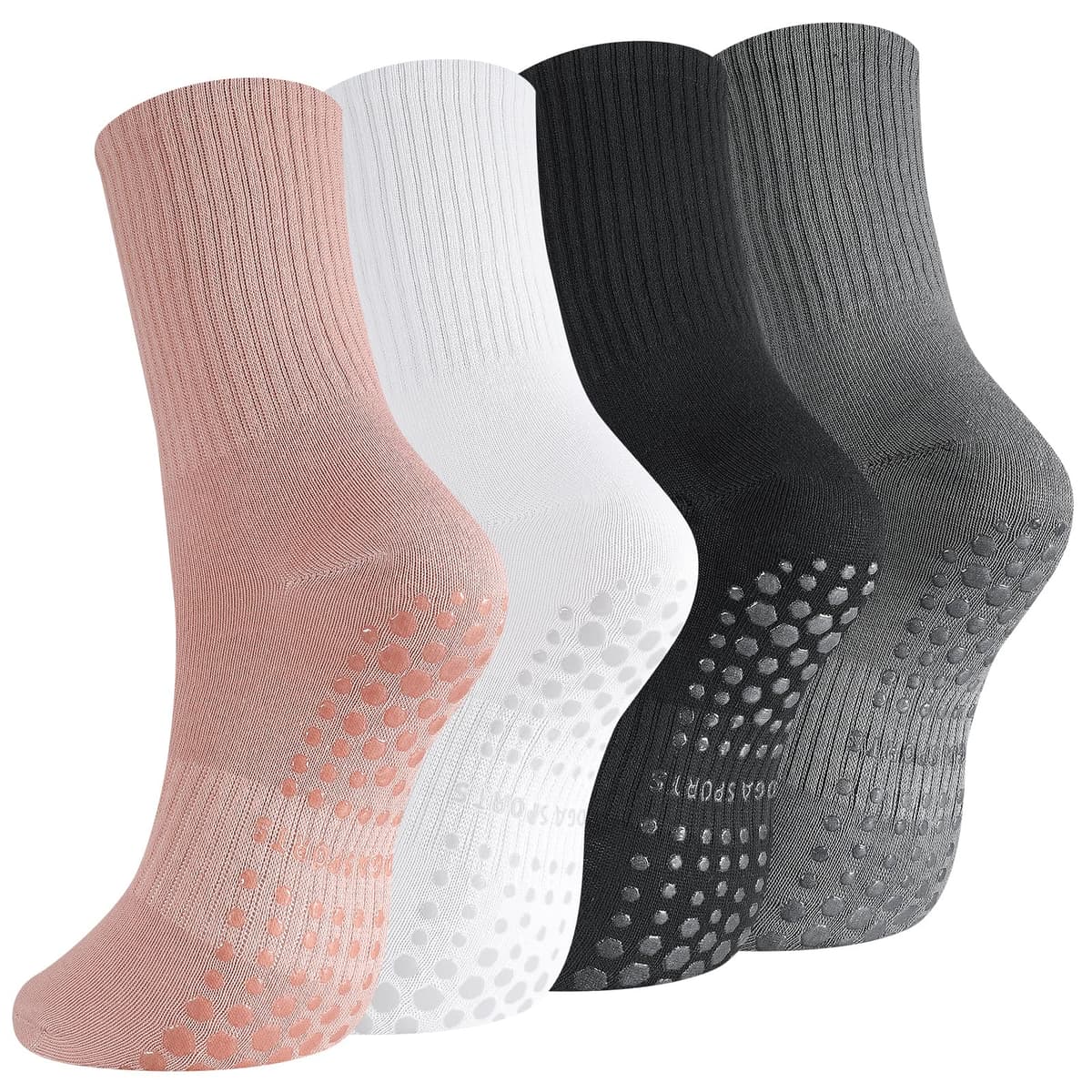 Zuimei Yoga Grip Socks Women, Non Slip Pilates Socks Grippy Socks Ladies Mid-Calf Grip Socks for Ballet Dance Workout Fitness Running — view 11