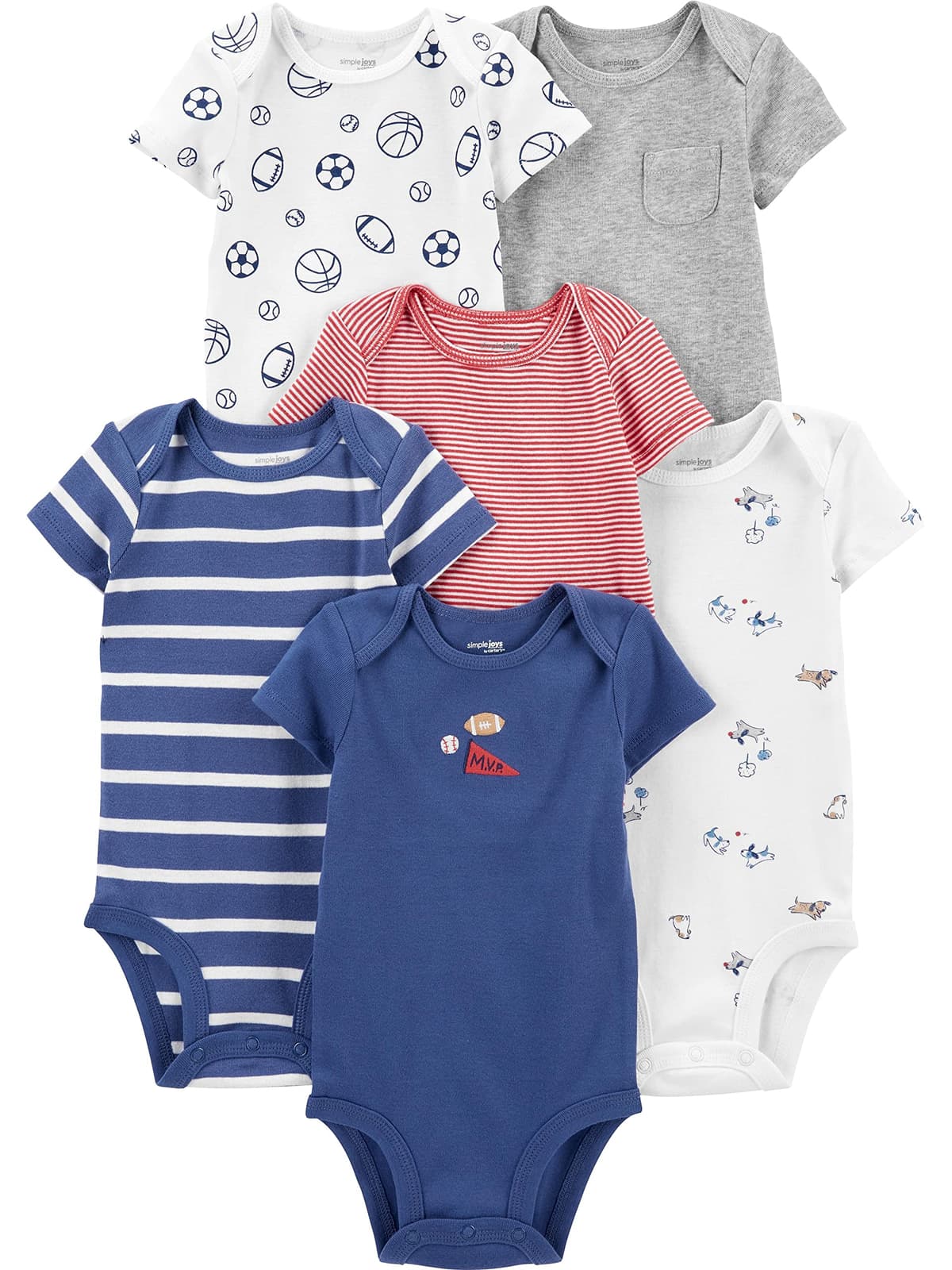 Simple Joys by Carter's Short Sleeve Bodysuit Body Bebé-Niños (Pack de 6) — view 13