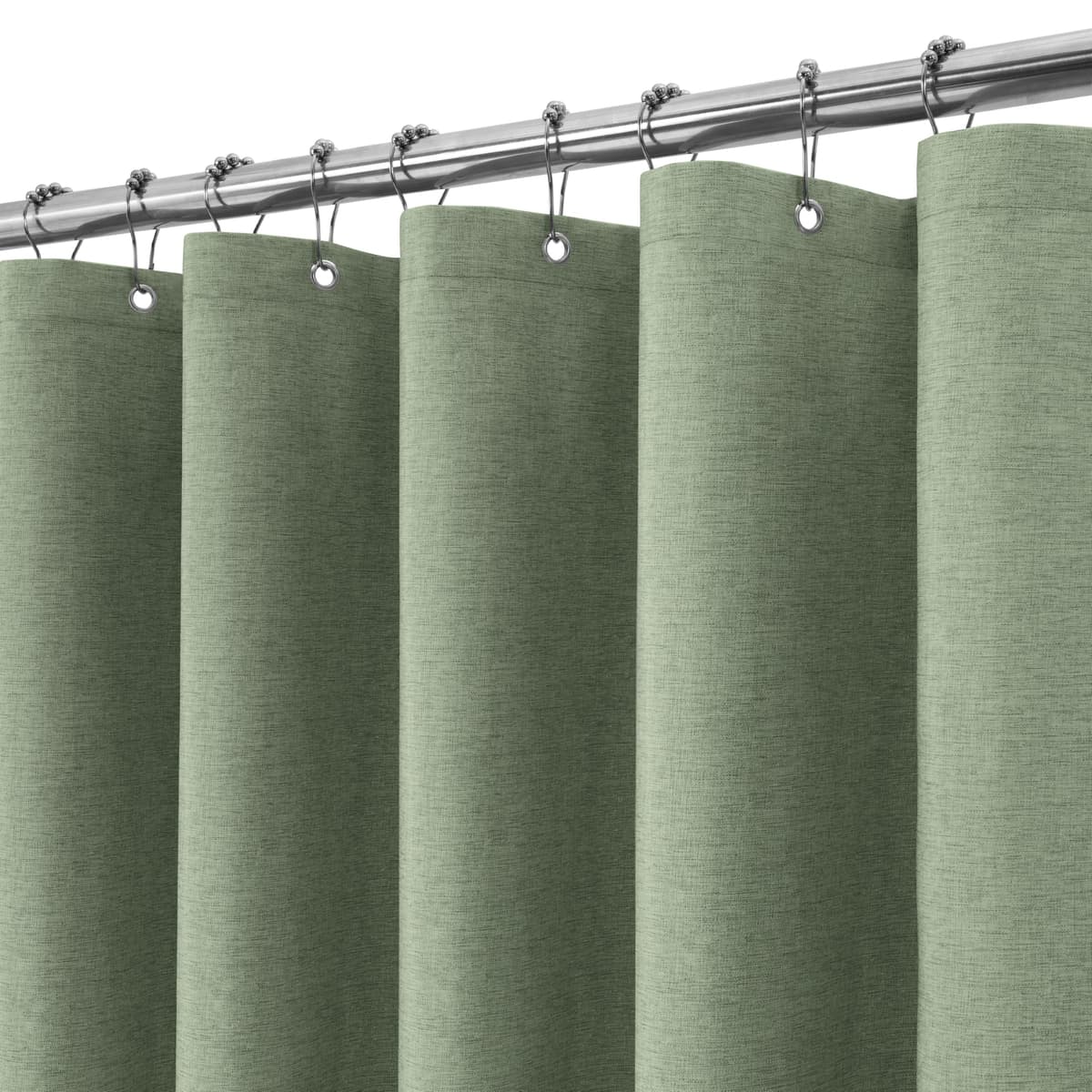 Cortina de Ducha para Baño Impermeable con Ganchos de Metal Cortina de Ducha de Tela Waffle Cortina de Baño Resistente y Antimoho para Bañera o Cabina - 152 x 182 cm (Blanco) — view 30
