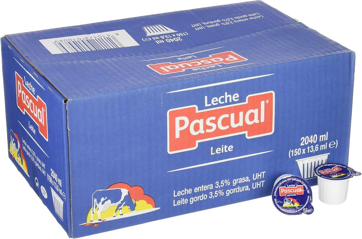 Calidad Pascual - Leche Pascual Entera - Caja de 150 Tarrinas de 14 ml - Monodosis, Sin necesidad de refrigeración — view 2