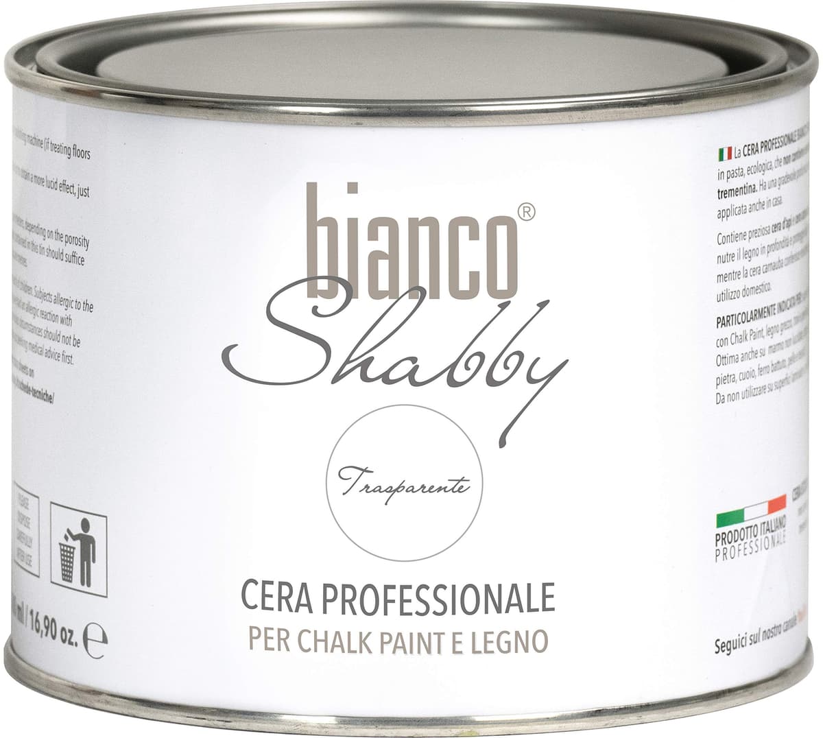 bianco Shabby Cera profesional transparente para decoración y restauración con cera de abeja y cera carnauba (500 ml)