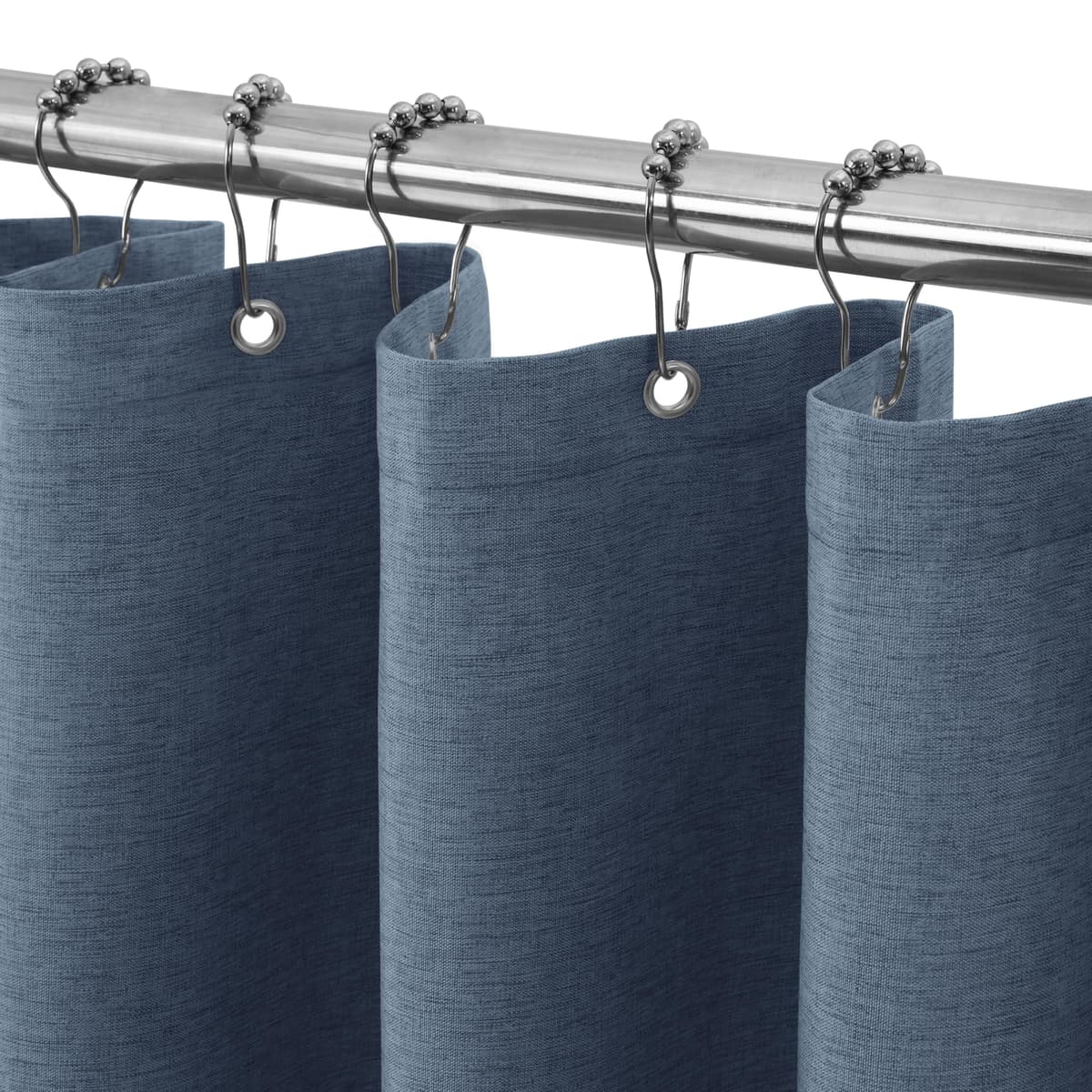 Cortina de Ducha para Baño Impermeable con Ganchos de Metal Cortina de Ducha de Tela Waffle Cortina de Baño Resistente y Antimoho para Bañera o Cabina - 152 x 182 cm (Blanco) — view 28