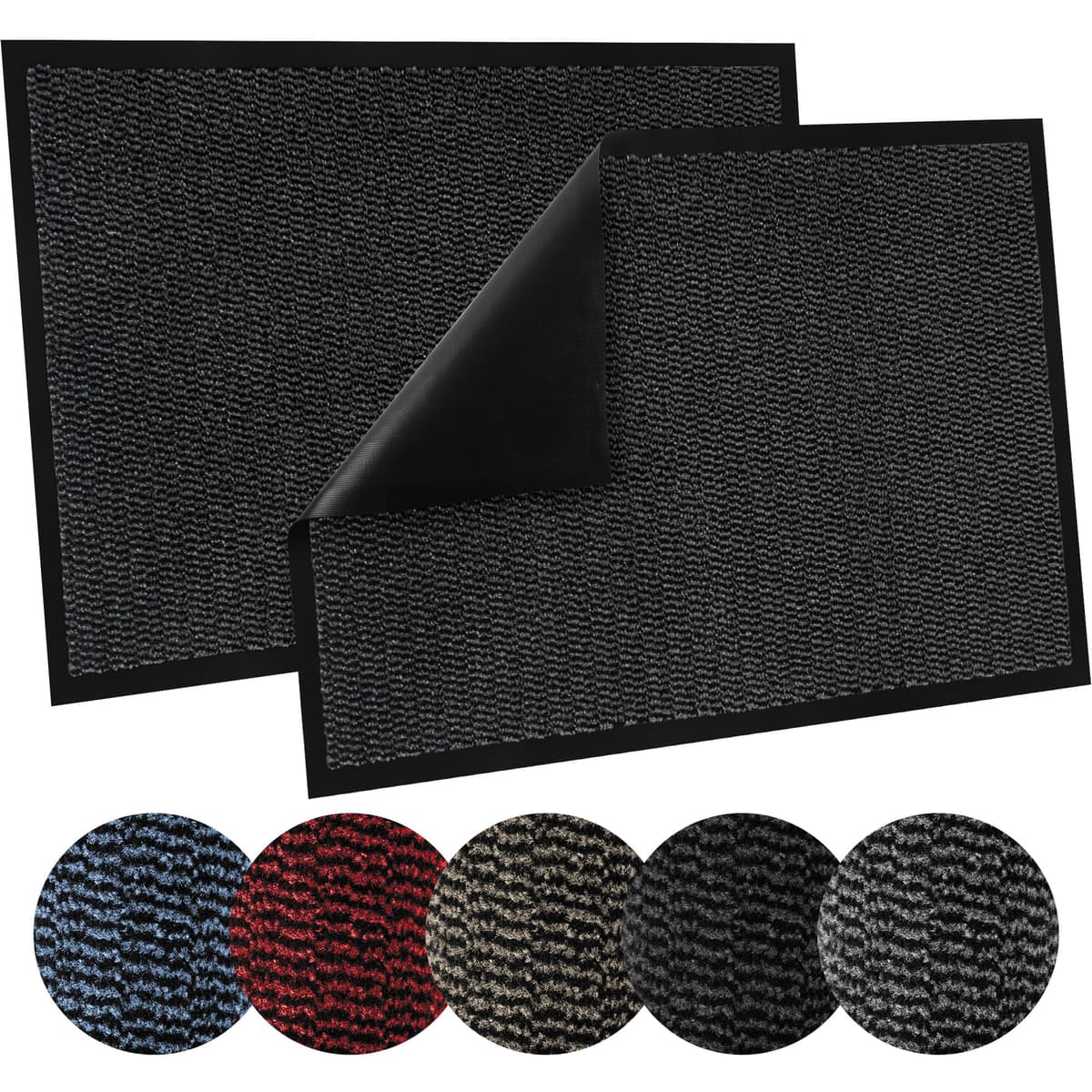 TrendMakers Door Mat Indoor & Outdoor Non-Slip Rubber Backed door mats indoor Super Absorbent Washable Dirt Trapper doormats - Durable & wrinkle-free Barrier Rug (Anthracite/Black - 40cm x 60cm) — view 18