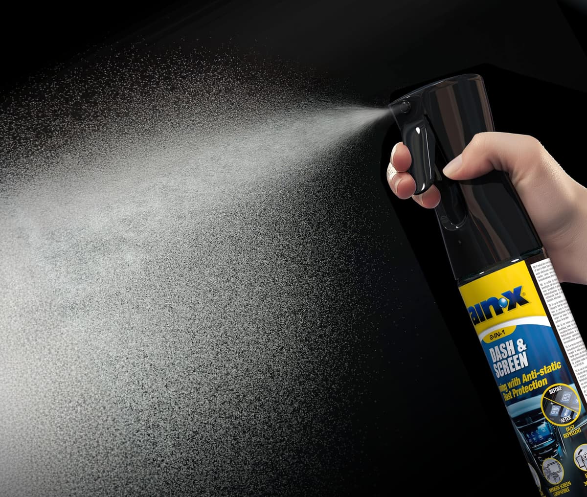 Rain-X Limpiador y Protector Premium para Salpicaderos y Pantallas – Fórmula Antihuellas con Recubrimiento Antiestático para Vidrio, Plástico y Superficies Delicadas + Paño de Microfibra – 300 ml — view 2