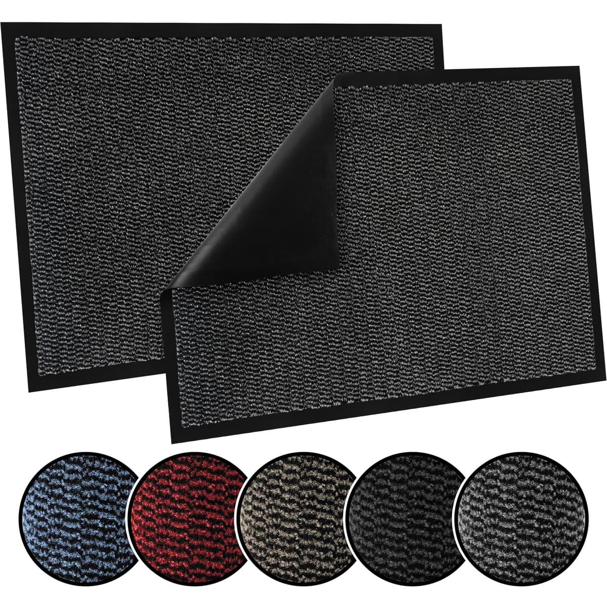 TrendMakers Door Mat Indoor & Outdoor Non-Slip Rubber Backed door mats indoor Super Absorbent Washable Dirt Trapper doormats - Durable & wrinkle-free Barrier Rug (Anthracite/Black - 40cm x 60cm) — view 19
