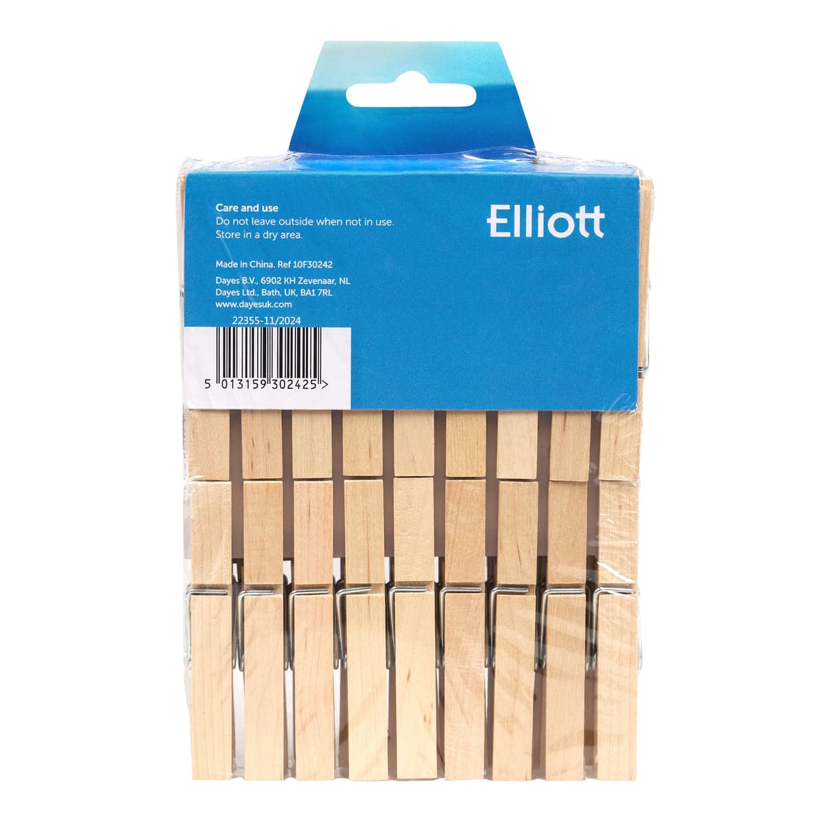 Elliott Hardwood Clothes Pegs with Metal Coil Spring for Firm Grip, Contoured to Prevent Leaving Marks on Clothing, This Pack Include 36 Pegs Ideal for Outdoor and Indoor Use — view 7