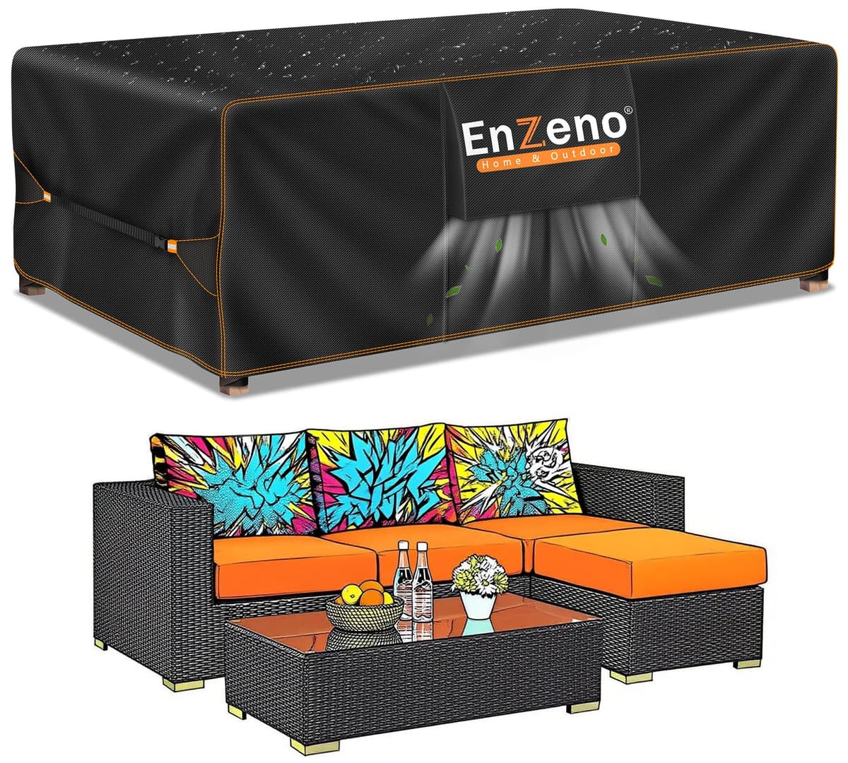 Enzeno Outdoor Garden Furniture Covers - Waterproof with Air Vent, Patio Table and Chair Set Cover, Heavy Duty Oxford Fabric 200X160X74cm — view 22