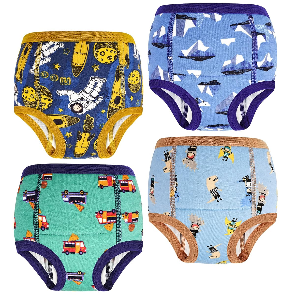 MOEMOE BABY Toddler Training Underwear Cotton Potty Training Pants Absorbent Toddler Pee Pants for Boys and Girls, 4 Packs