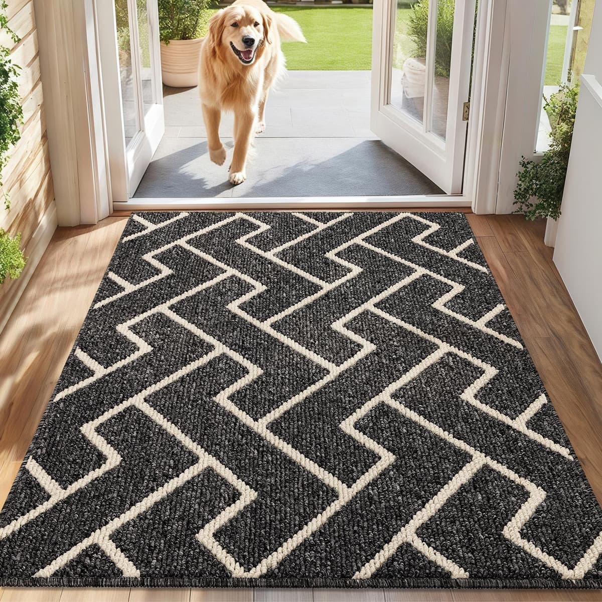 Biscpro Door Mats Indoor,Dirt Trapper Mat Absorbent Non-Slip Low Profile Doormat for Entrance,Inside, Kitchen,Front Door Mat Washable for Pets and Dogs— 50x80cm,Grey — view 84