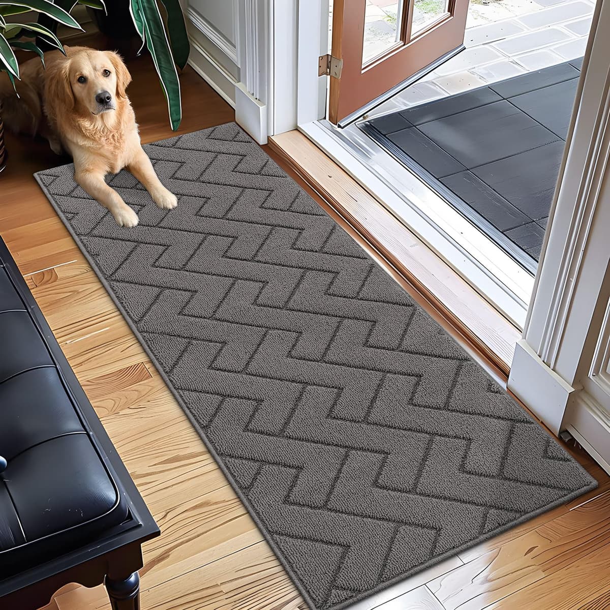Biscpro Door Mats Indoor,Dirt Trapper Mat Absorbent Non-Slip Low Profile Doormat for Entrance,Inside, Kitchen,Front Door Mat Washable for Pets and Dogs— 50x80cm,Grey — view 51