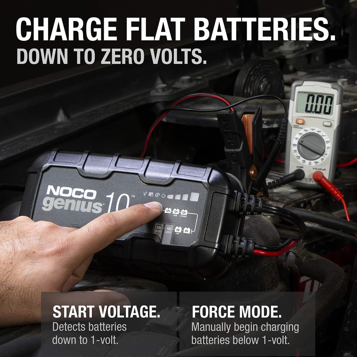 NOCO GENIUS10: 10A 6V/12V Smart Battery Charger – Automatic Maintainer, Trickle Charger & Desulfator with Overcharge Protection & Temperature Compensation – For Lead-Acid & Lithium Batteries — view 3
