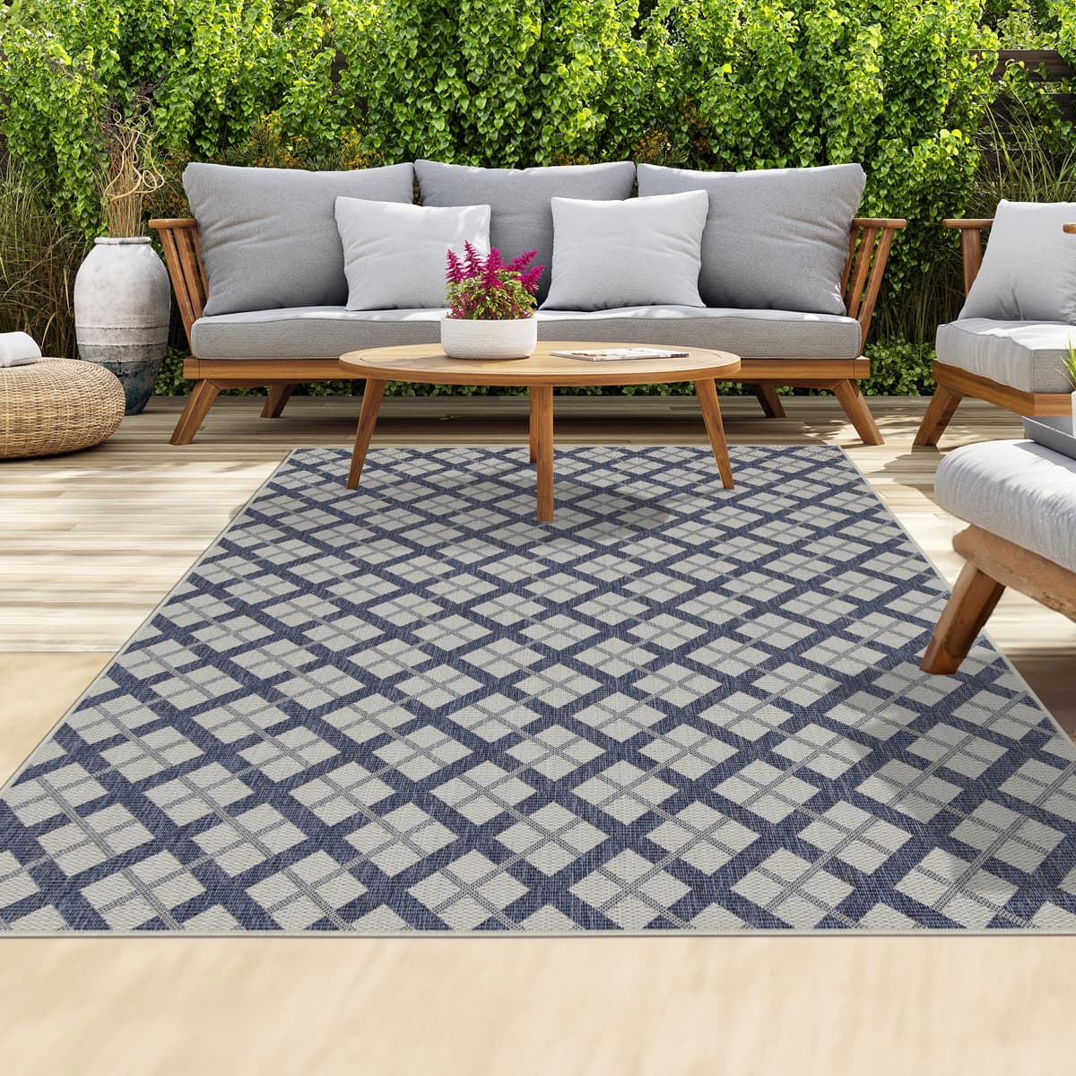 homeart Outdoor Rugs | Easy-Cleaning Indoor & Outdoor Area Rugs for Porch, Deck, Balcony, Garden, Picnic, Kitchen, Hallway | UV & Weather-Resistant Large Patio Rug Mats | Green Cream, 80 x 150 cm — view 23