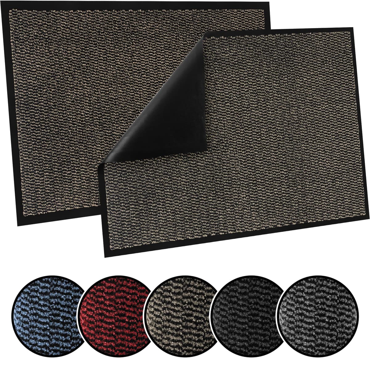 TrendMakers Door Mat Indoor & Outdoor Non-Slip Rubber Backed door mats indoor Super Absorbent Washable Dirt Trapper doormats - Durable & wrinkle-free Barrier Rug (Anthracite/Black - 40cm x 60cm) — view 12