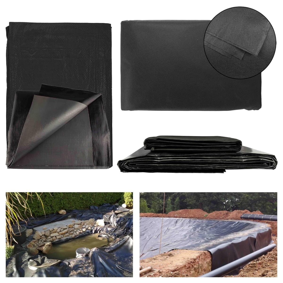 AP Supplies 5m x 6m Pond Liner 200GSM with Underlay 50GSM – Heavy Duty Flexible Garden Pond Liner & Protective Eco Underlay for Koi Ponds, Wildlife Ponds & Water Features – UV & Tear Resistant — view 5
