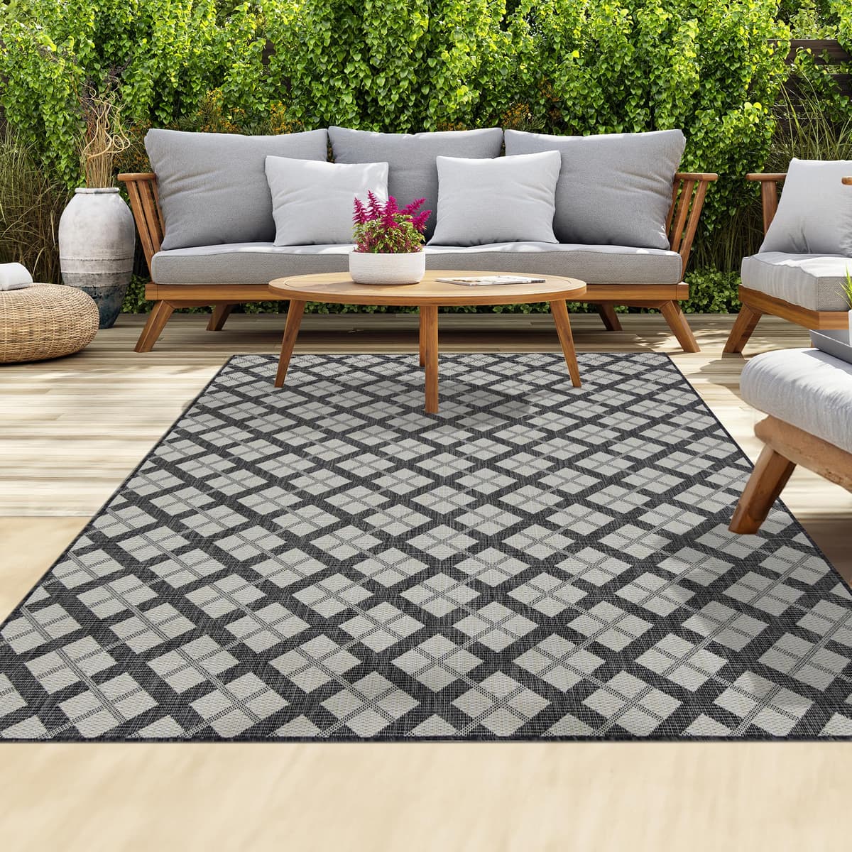homeart Outdoor Rugs | Easy-Cleaning Indoor & Outdoor Area Rugs for Porch, Deck, Balcony, Garden, Picnic, Kitchen, Hallway | UV & Weather-Resistant Large Patio Rug Mats | Green Cream, 80 x 150 cm — view 36