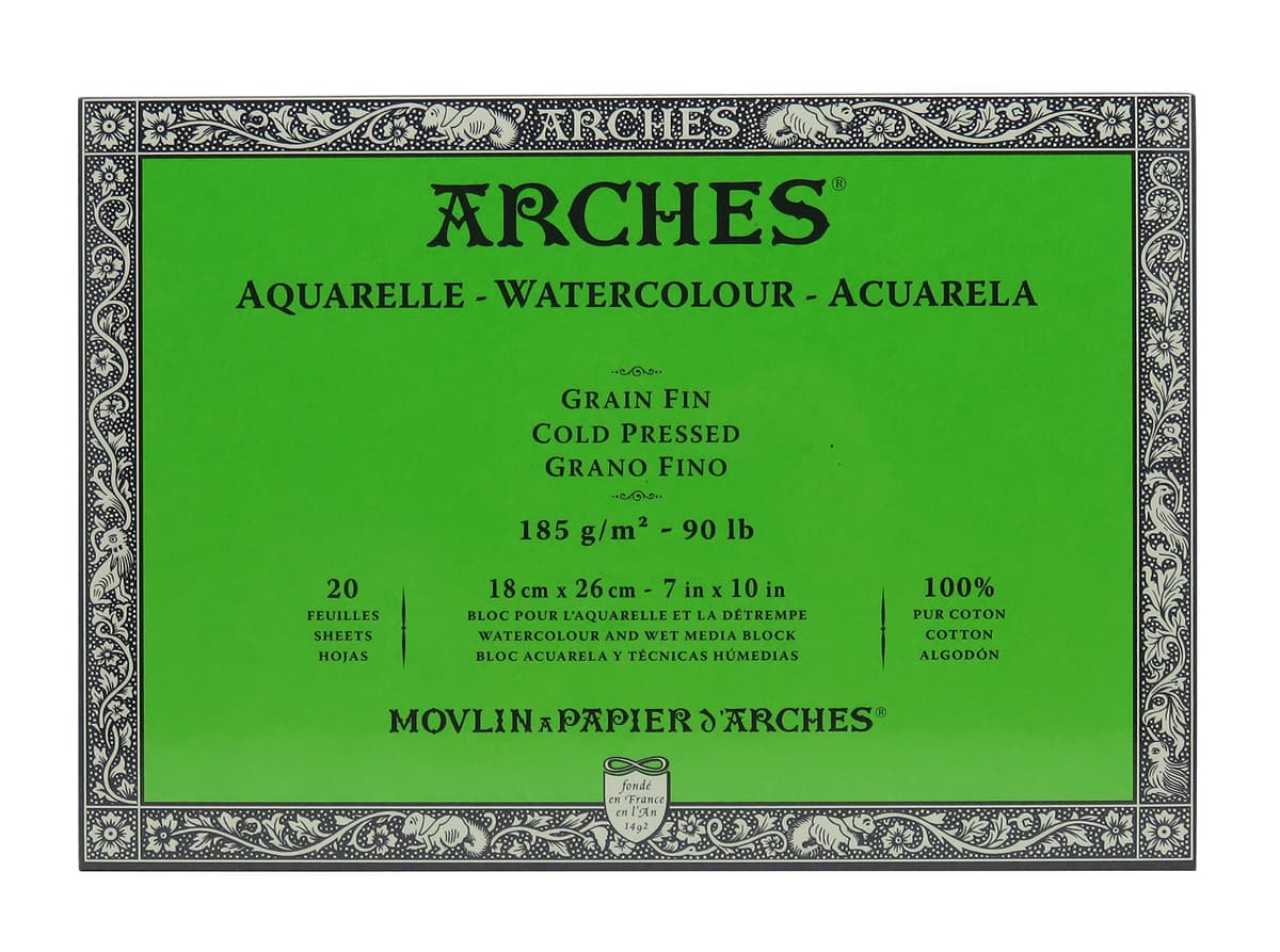 Arches - Papel de acuarela, bloc 12 hojas engomado 1 lado, grano fino, 300 g/m², 23 x 31 cm — view 16