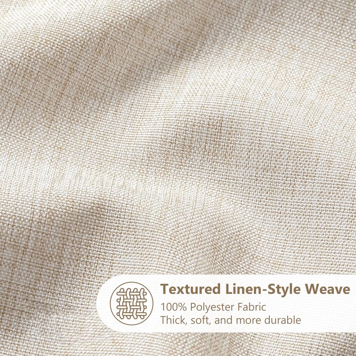 Cortina de Ducha para Baño con Ganchos de Metal Cortina de Ducha de Tela de Lino Cortina de Baño Resistente para Bañera Ducha, Impermeable - 182 x 182cm (Beige) — view 2