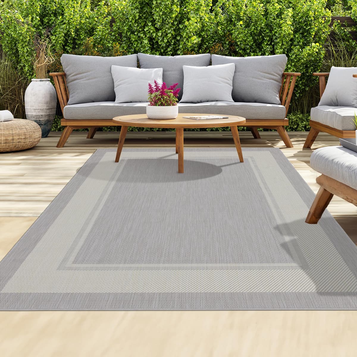 homeart Outdoor Rugs | Easy-Cleaning Indoor & Outdoor Area Rugs for Porch, Deck, Balcony, Garden, Picnic, Kitchen, Hallway | UV & Weather-Resistant Large Patio Rug Mats | Green Cream, 80 x 150 cm — view 10