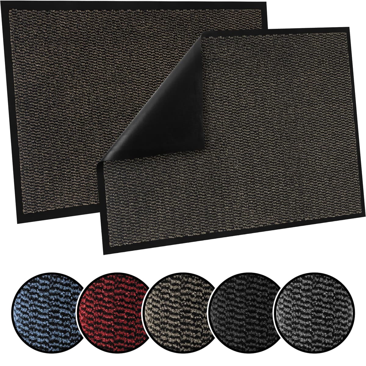 TrendMakers Door Mat Indoor & Outdoor Non-Slip Rubber Backed door mats indoor Super Absorbent Washable Dirt Trapper doormats - Durable & wrinkle-free Barrier Rug (Anthracite/Black - 40cm x 60cm) — view 10