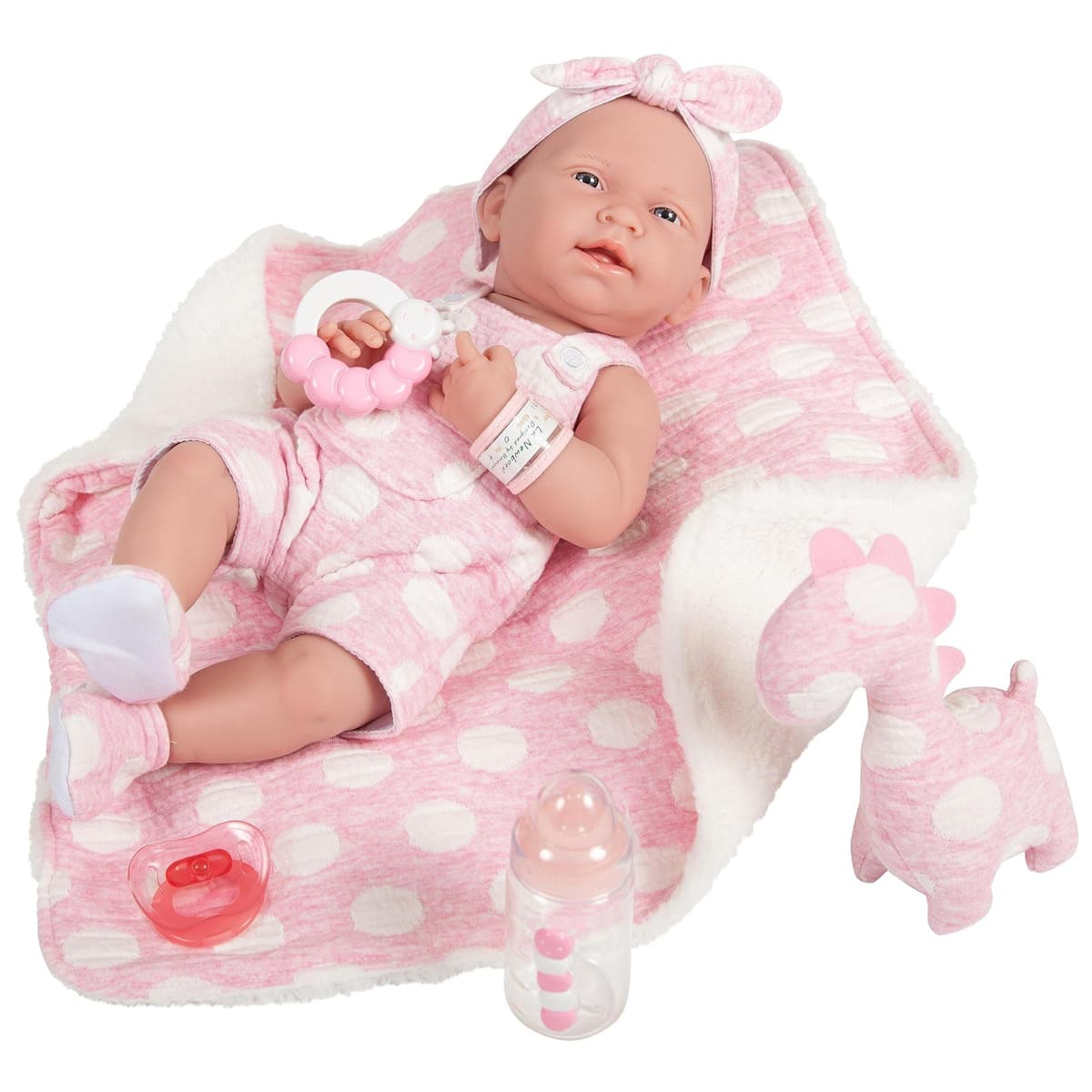 JC TOYS- Muñeca La Newborn recién Nacida de 38 cm es de Vinilo Suave, Ropa de algodón Calado y Accesorios, niña, Rosa, diseñado en España por Berenguer, 2 años — view 12