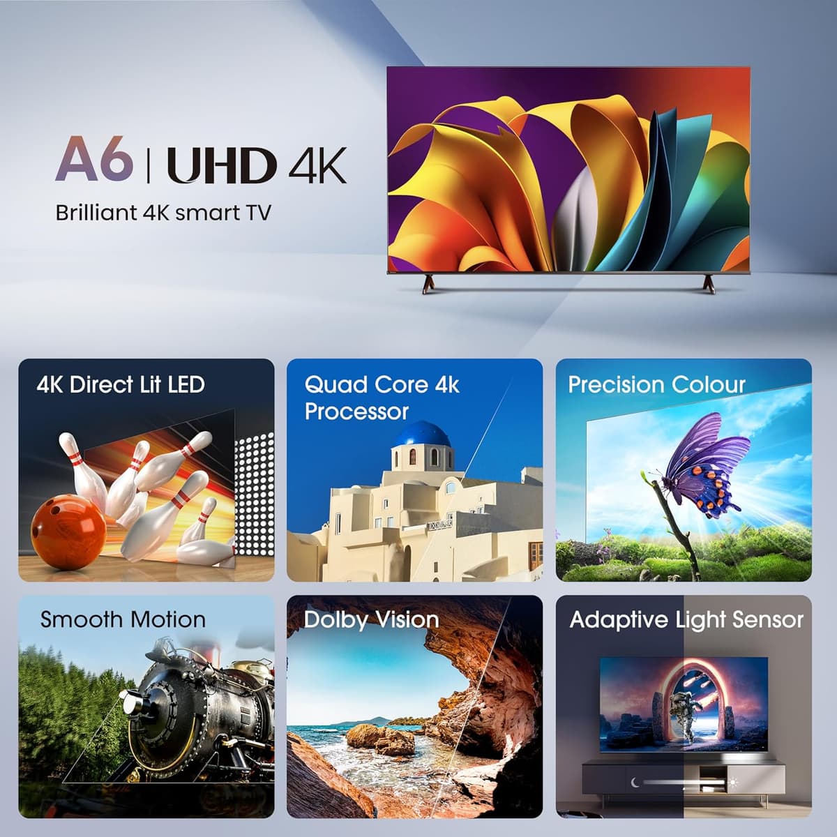 Hisense 43 Inch 4K Smart TV 43A6NTUK - Dolby Vision, Game Mode PLUS with 60Hz VRR ALLM, Smooth Motion, AI Sports Mode, Vidaa OS with Freely, Youtube, Netflix and Disney+ & Now TV (2024 Model) 43 inches A6 2024 TV only — view 5