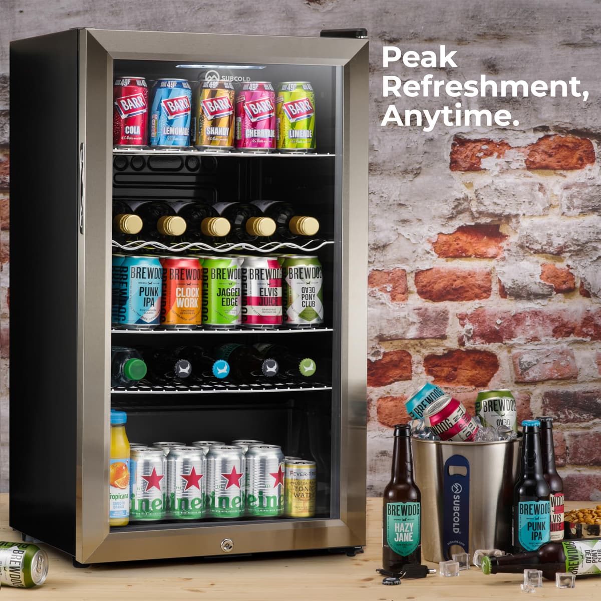 Subcold Super85 LED - Under-Counter Fridge | 85L Beer, Wine & Drinks Fridge | LED Light + Lock and Key | Energy Efficient (Stainless Steel, 85L) — view 2