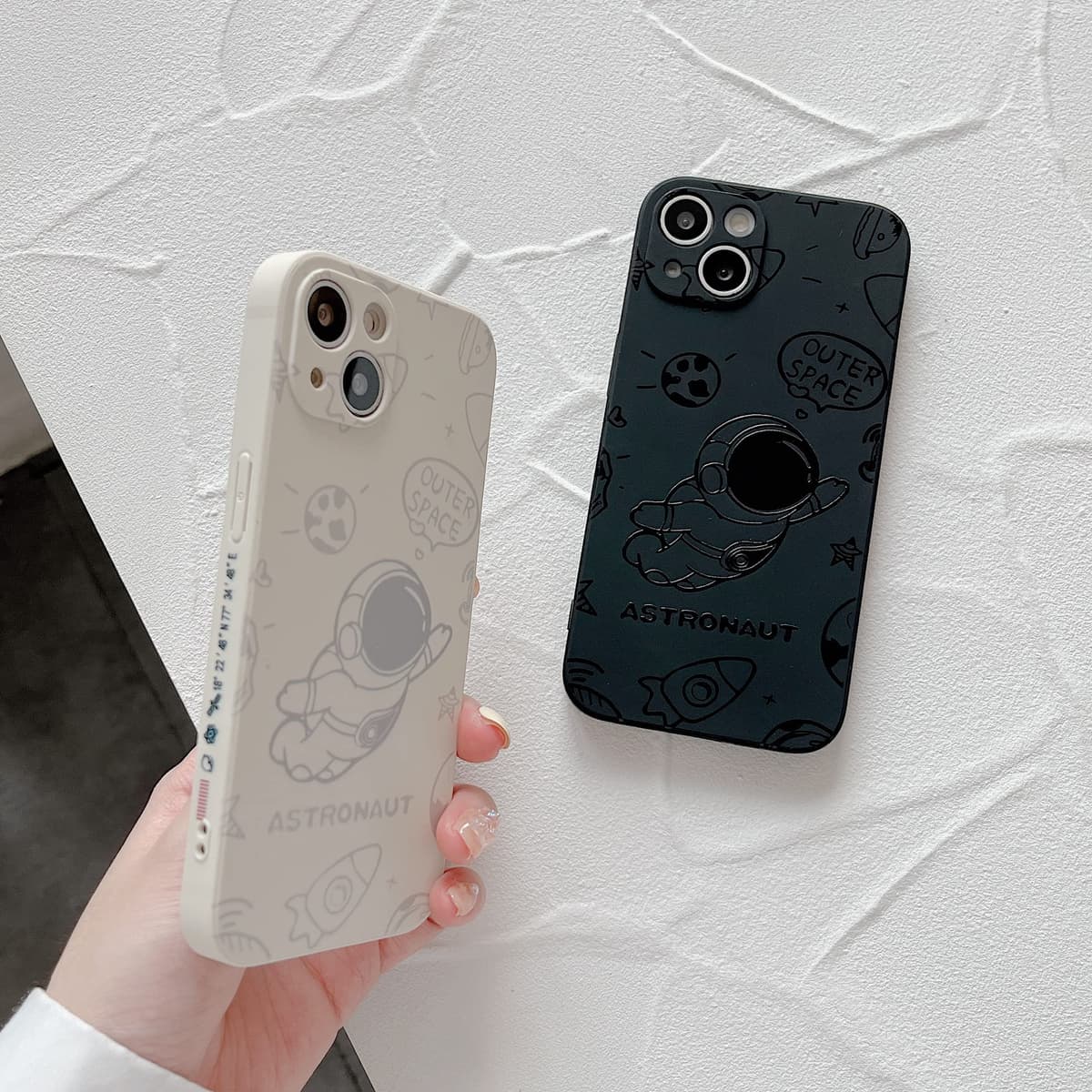 Yonds Queen for iPhone 15 Plus Cute Case, Cool Cartoon Astronaut Rocket Moon Space Design Stylish Soft TPU Bumper Shockproof Anti-Slip Protector Fashion Case (Fly Black, iPhone 15 Plus) — view 5