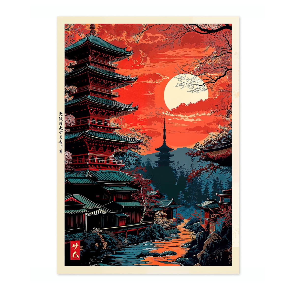 Tokyo Tea House Anime Woodblock Poster Modern Ukiyo-E, Japanese Cartoon Illustration Print, Archival Matte, A4 (Print Only) - 29.7x21cm — view 7