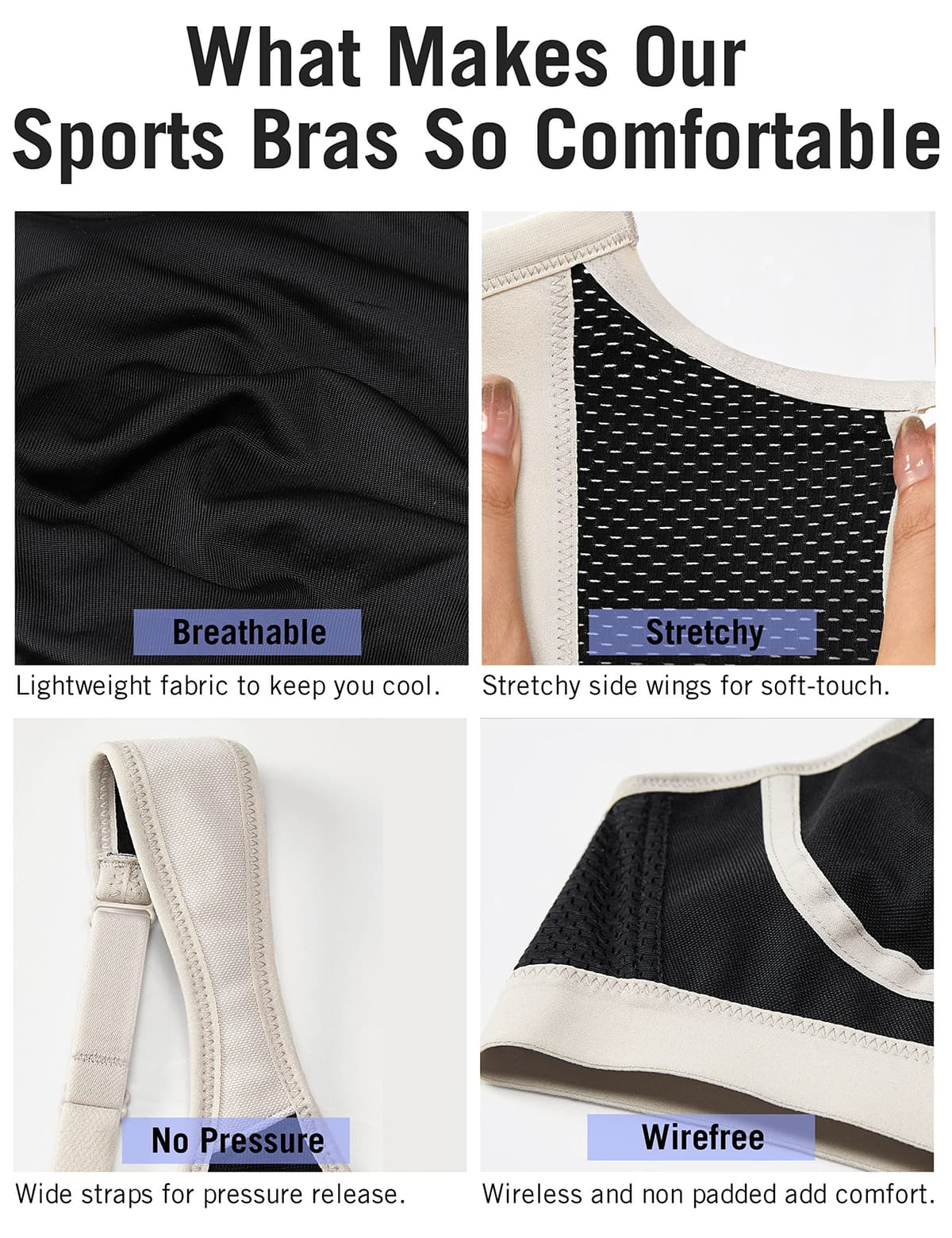 SYROKAN Women's Comfort Sports Bra High Impact for Large Breasts Wireless Stretch Support Bounce Control — view 5