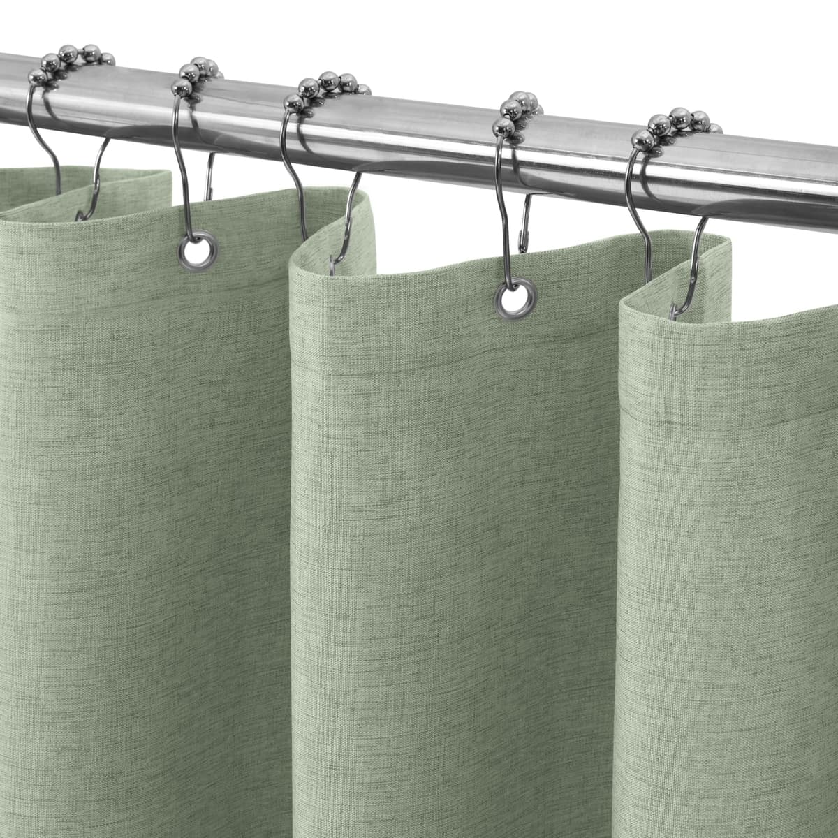 Cortina de Ducha para Baño Impermeable con Ganchos de Metal Cortina de Ducha de Tela Waffle Cortina de Baño Resistente y Antimoho para Bañera o Cabina - 152 x 182 cm (Blanco) — view 44
