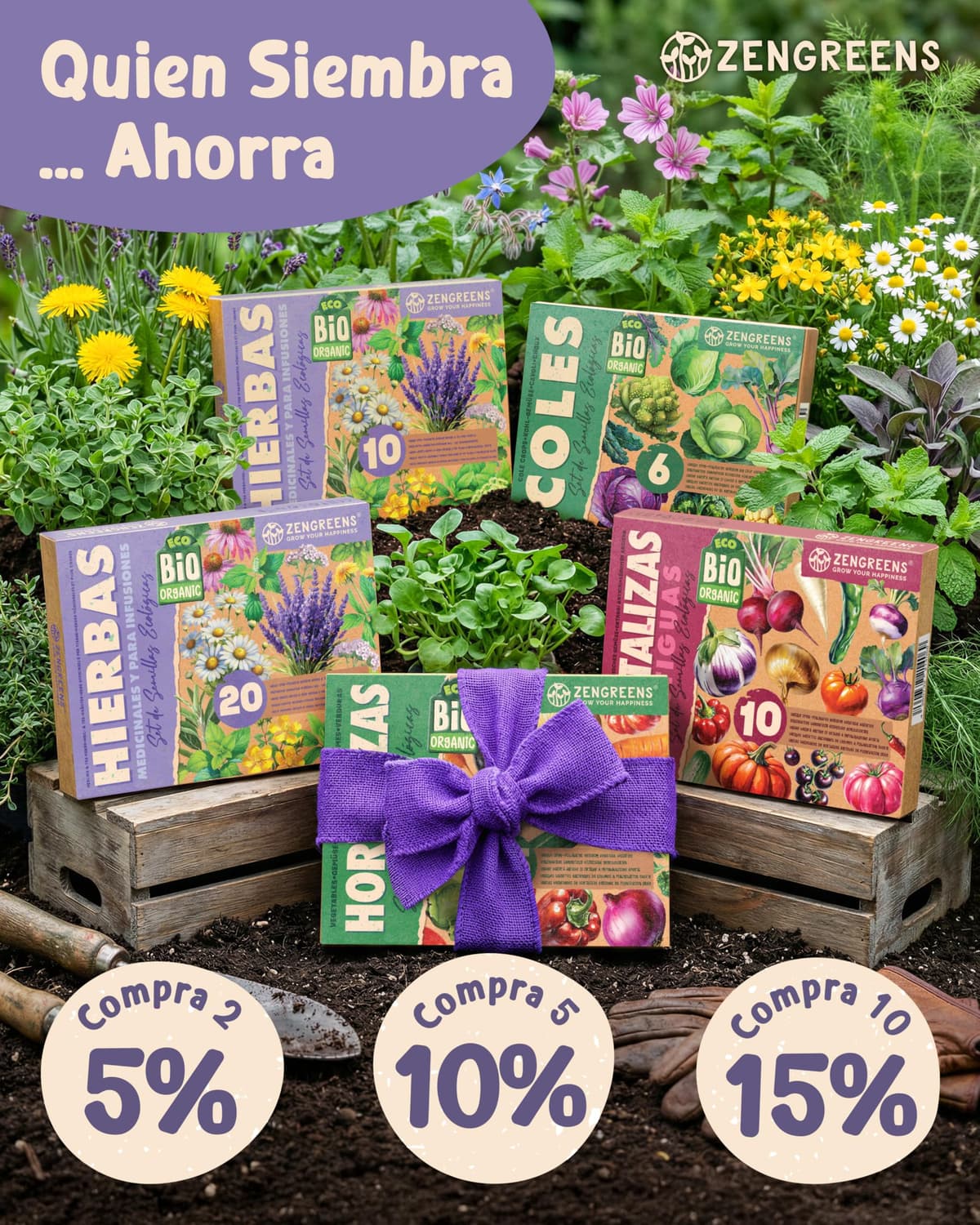 ZenGreens® - Set de semillas de hierbas medicinales y para infusiones eco - 10 variedades para cultivar fácilmente en el jardín, balcón o parterre elevado - Sementes verduras — view 9