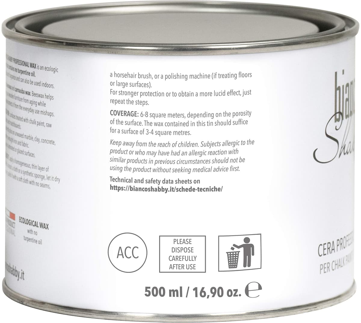 bianco Shabby Cera profesional transparente para decoración y restauración con cera de abeja y cera carnauba (500 ml) — view 5