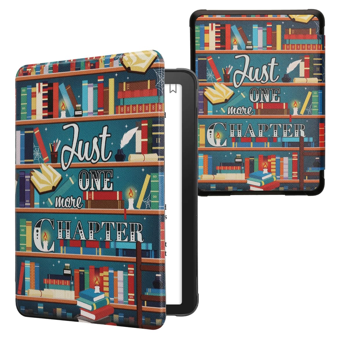 kwmobile Cover for Amazon Kindle Paperwhite (2024)/Colorsoft Case - eReader Cover with auto sleep funktion - Cosmic Nature with Blue/Grey/Black — view 22