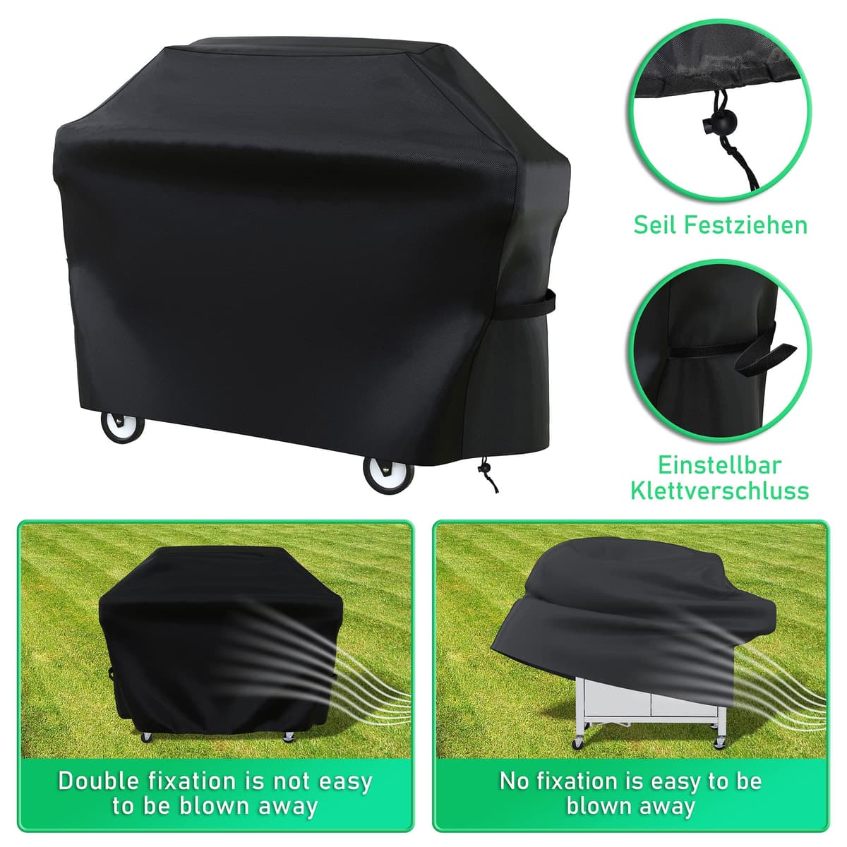 BBQ Cover,Barbecue Covers,BBQ Covers Waterproof Heavy Duty Large,Barbecue Cover,BBQ Covers-Oxford Fabric Waterproof, Windproof, Rip-Proof& UV Resistant (145x61x117CM) — view 4
