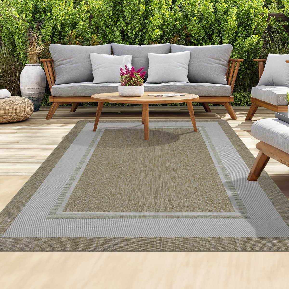 homeart Outdoor Rugs | Easy-Cleaning Indoor & Outdoor Area Rugs for Porch, Deck, Balcony, Garden, Picnic, Kitchen, Hallway | UV & Weather-Resistant Large Patio Rug Mats | Green Cream, 80 x 150 cm — view 55