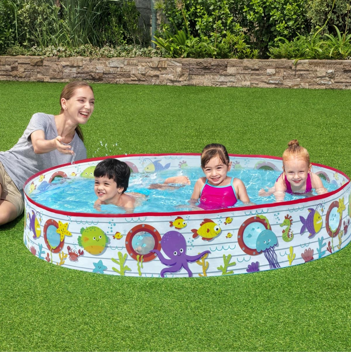 Bestway 55029 Paddling Fill N Kids Garden Pool with Fun Fish Print, Multicolor, 1.52 m x 25 cm — view 2