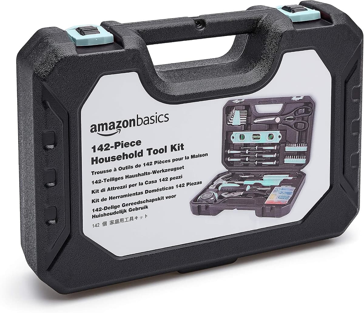 Amazon Basics - Kit de herramientas para el hogar con estuche, 142 unidades, Azul Turquesa, 34 x 23,5 x 7,5 cm — view 6