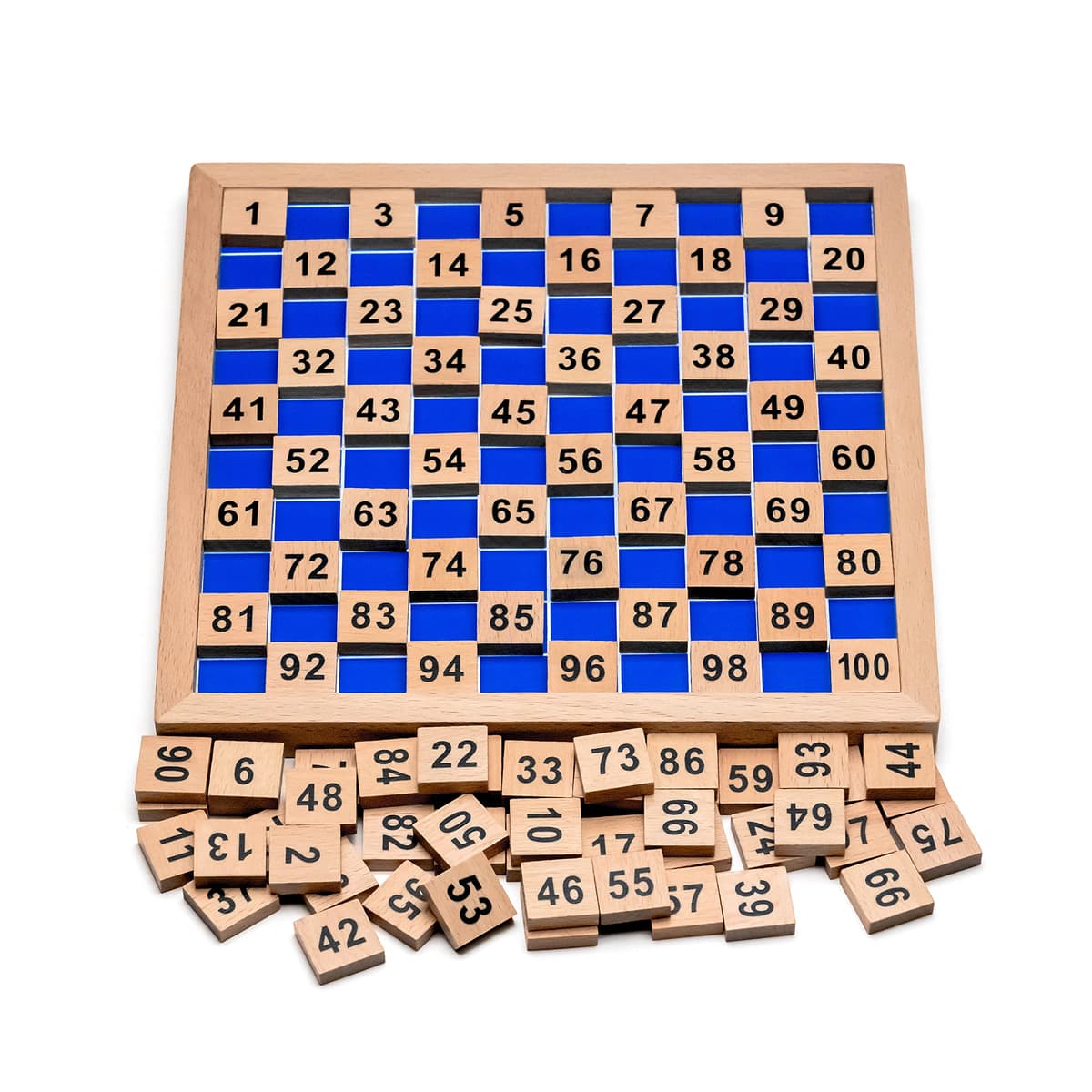 Puzzle matemático de Natureich Montessori Juguete de madera para aprender a contar, con campos numéricos y números, colorido/natural
