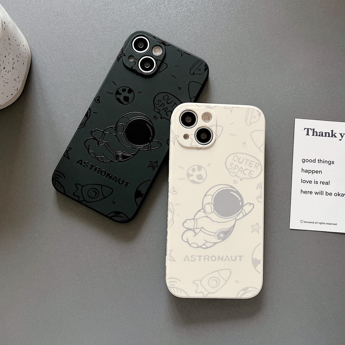 Yonds Queen for iPhone 15 Plus Cute Case, Cool Cartoon Astronaut Rocket Moon Space Design Stylish Soft TPU Bumper Shockproof Anti-Slip Protector Fashion Case (Fly Black, iPhone 15 Plus) — view 6