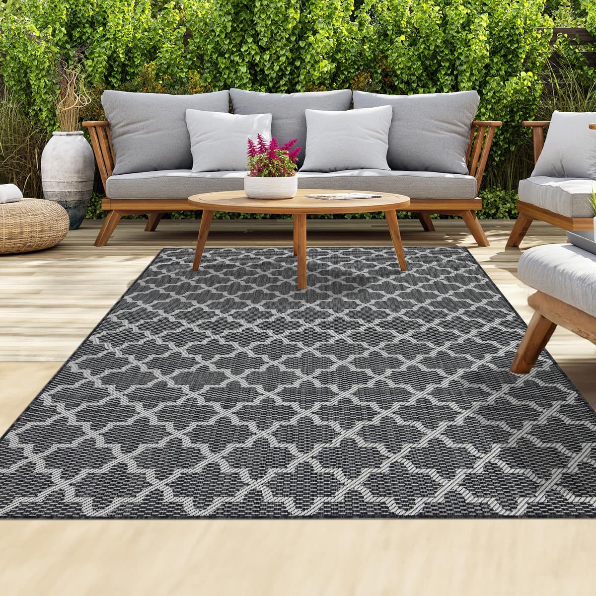 homeart Outdoor Rugs | Easy-Cleaning Indoor & Outdoor Area Rugs for Porch, Deck, Balcony, Garden, Picnic, Kitchen, Hallway | UV & Weather-Resistant Large Patio Rug Mats | Green Cream, 80 x 150 cm — view 15