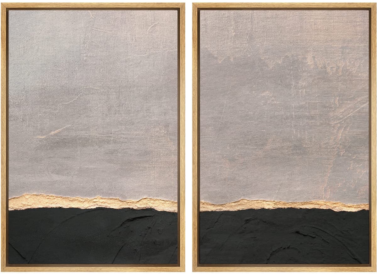 MUDECOR Framed Canvas Print Wall Art Set Watercolor Pastel Duotone Tan Landscape Abstract Shapes Illustrations Modern Art Decorative Contemporary for Living Room, Bedroom, Office - 24"x36"x2 Natural — view 120