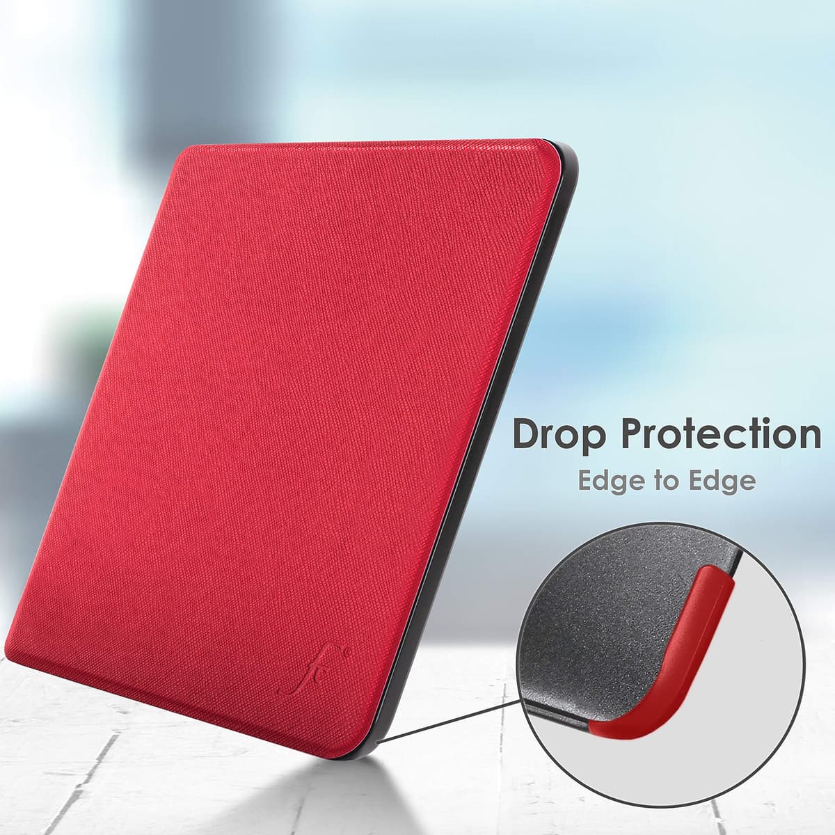 Forefront Cases Funda para Kobo GLO HD (Modelo: N437-2014) - Delgado, Ligera y Protectora Funda para Kobo GLO HD - Smart Auto Sueño Estela Función (Carcasa) - Rojo — view 5