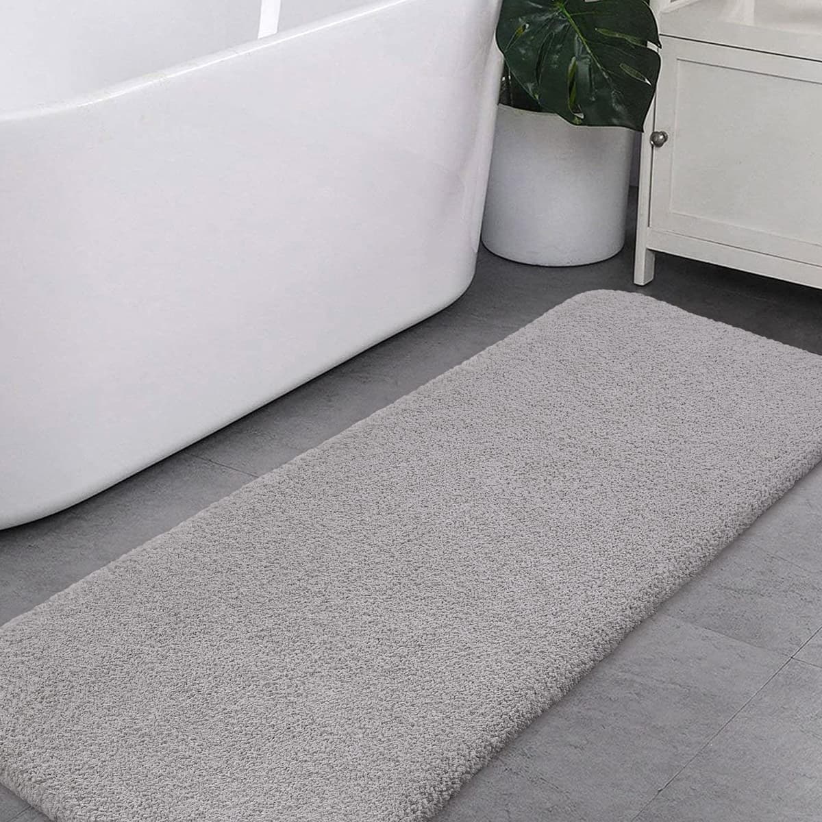 VANZAVANZU Alfombra de Ducha Antideslizante Espesa Absorbente Ultra Suave - Alfombrilla de Baño Mullido Microfibra, Lavable a Máquina - 40 x 60cm (Gris Claro) — view 22