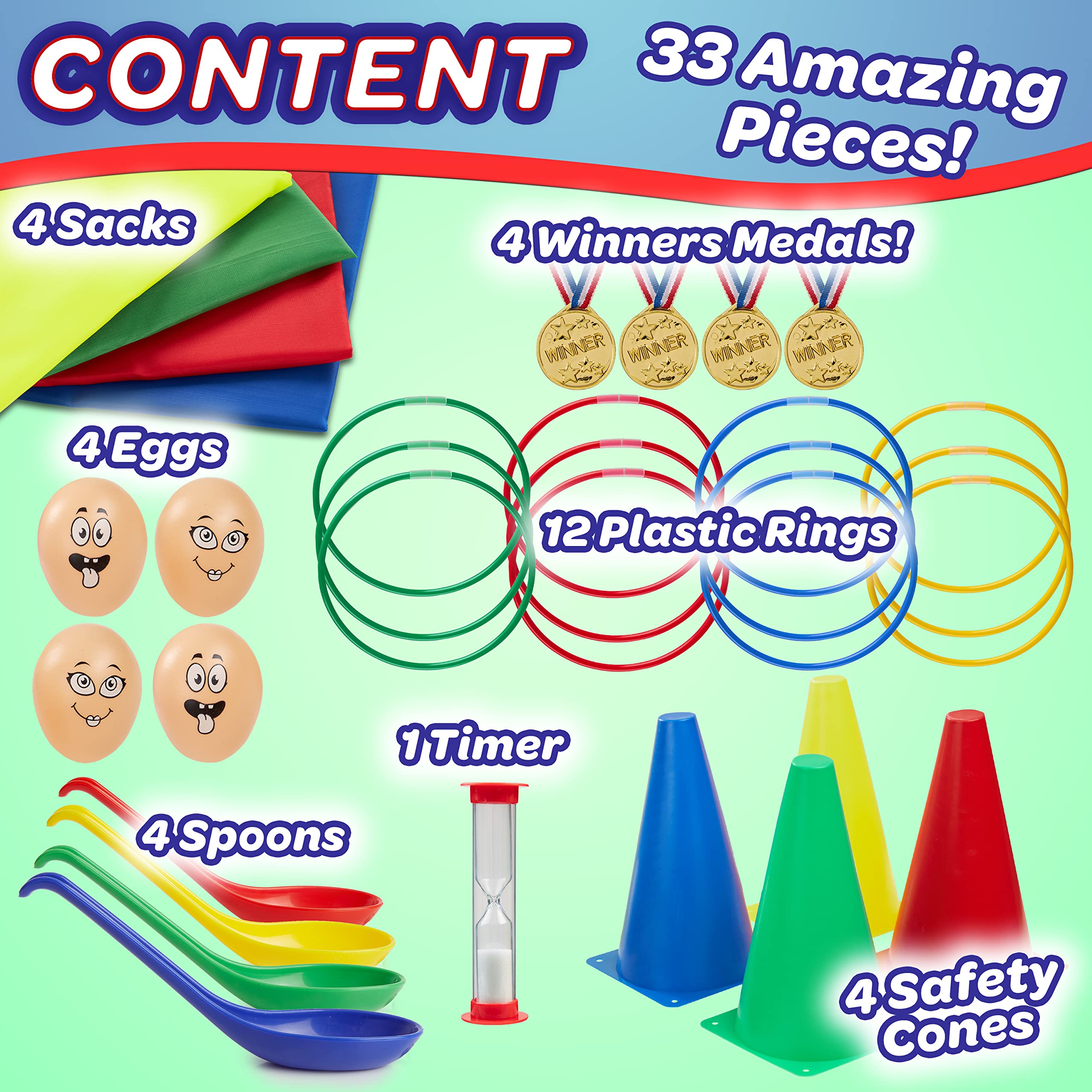 KreativeKraft Kids Games Outdoor Play Equipment for Kids Adults Family Garden Toys Sports Day Kit Egg and Spoon Race Ring Toss Sack Race Bean Bag Snakes and Ladders — view 3