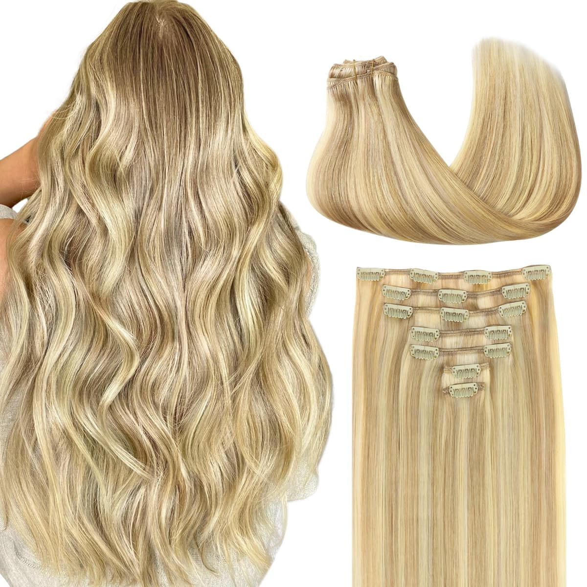 GOO GOO Clip in Hair Extensions Human Hair, 18inch 150g 9Pcs, #2 Dark Brown, Hair extensions for women, Human Hair Extensions Clip in — view 46