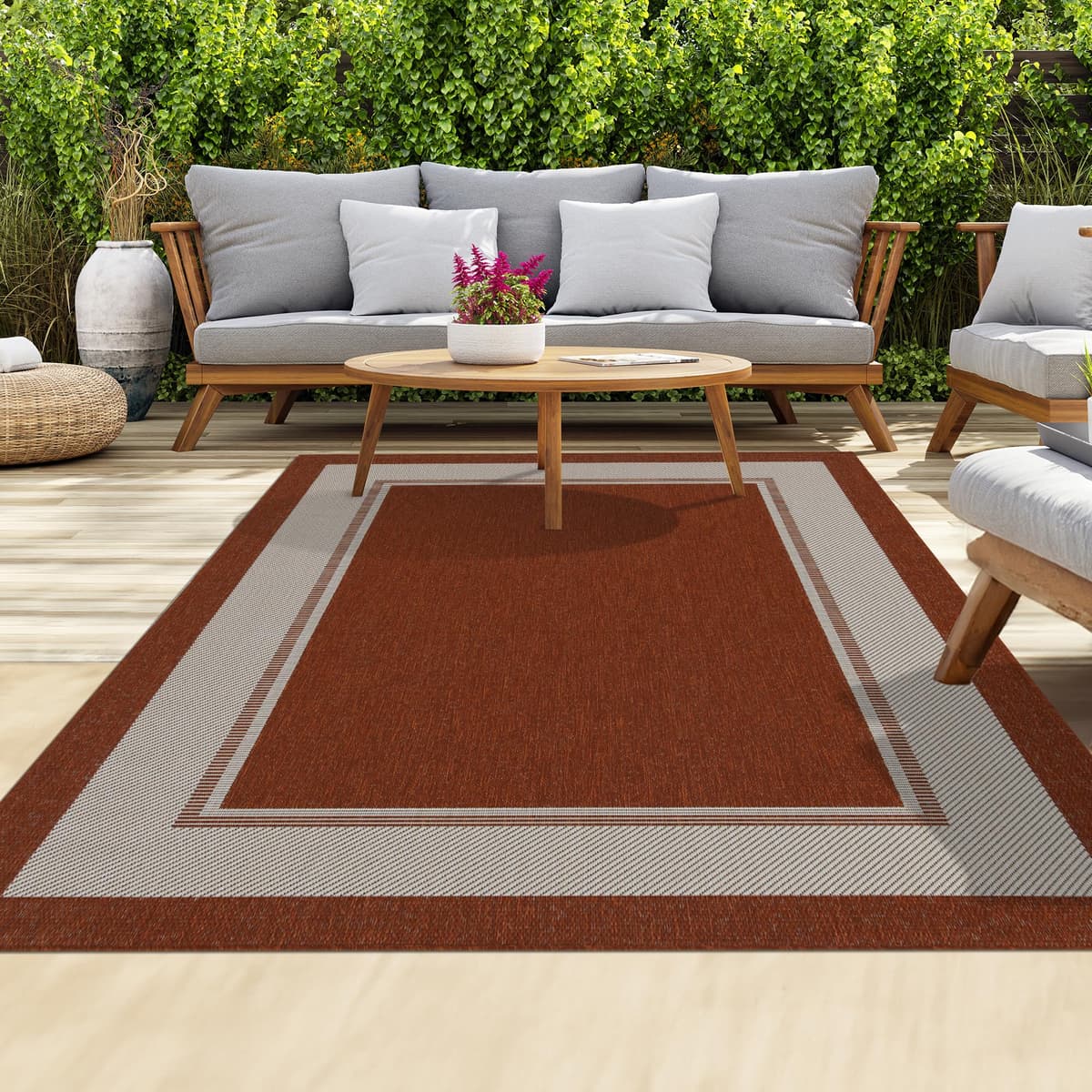 homeart Outdoor Rugs | Easy-Cleaning Indoor & Outdoor Area Rugs for Porch, Deck, Balcony, Garden, Picnic, Kitchen, Hallway | UV & Weather-Resistant Large Patio Rug Mats | Green Cream, 80 x 150 cm — view 24