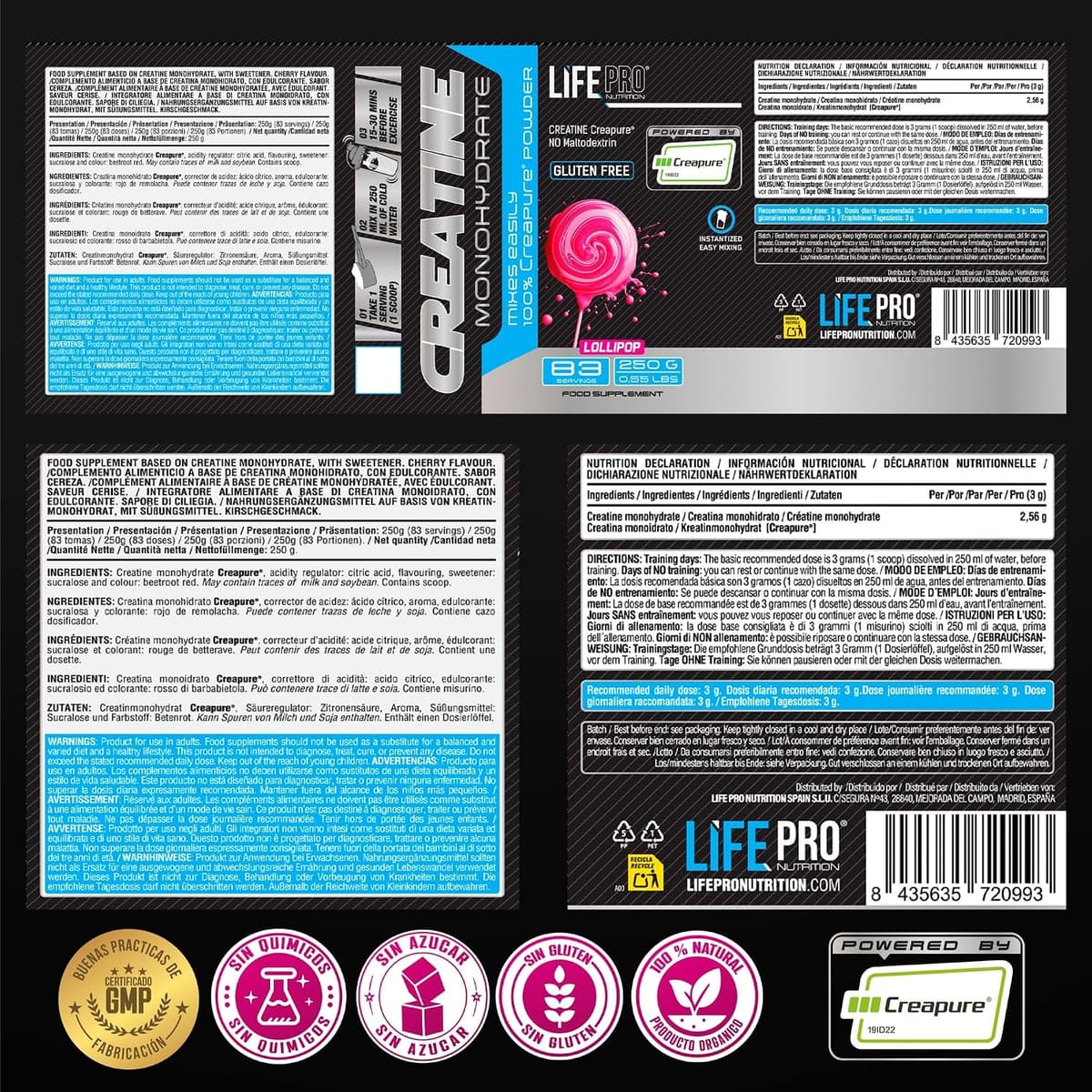 Creapure Life Pro Creatine Monohydrate – Pure Micronised Creatine, Up to 83 Shots – Gluten Free, for Strength, Energy and Mus — view 7