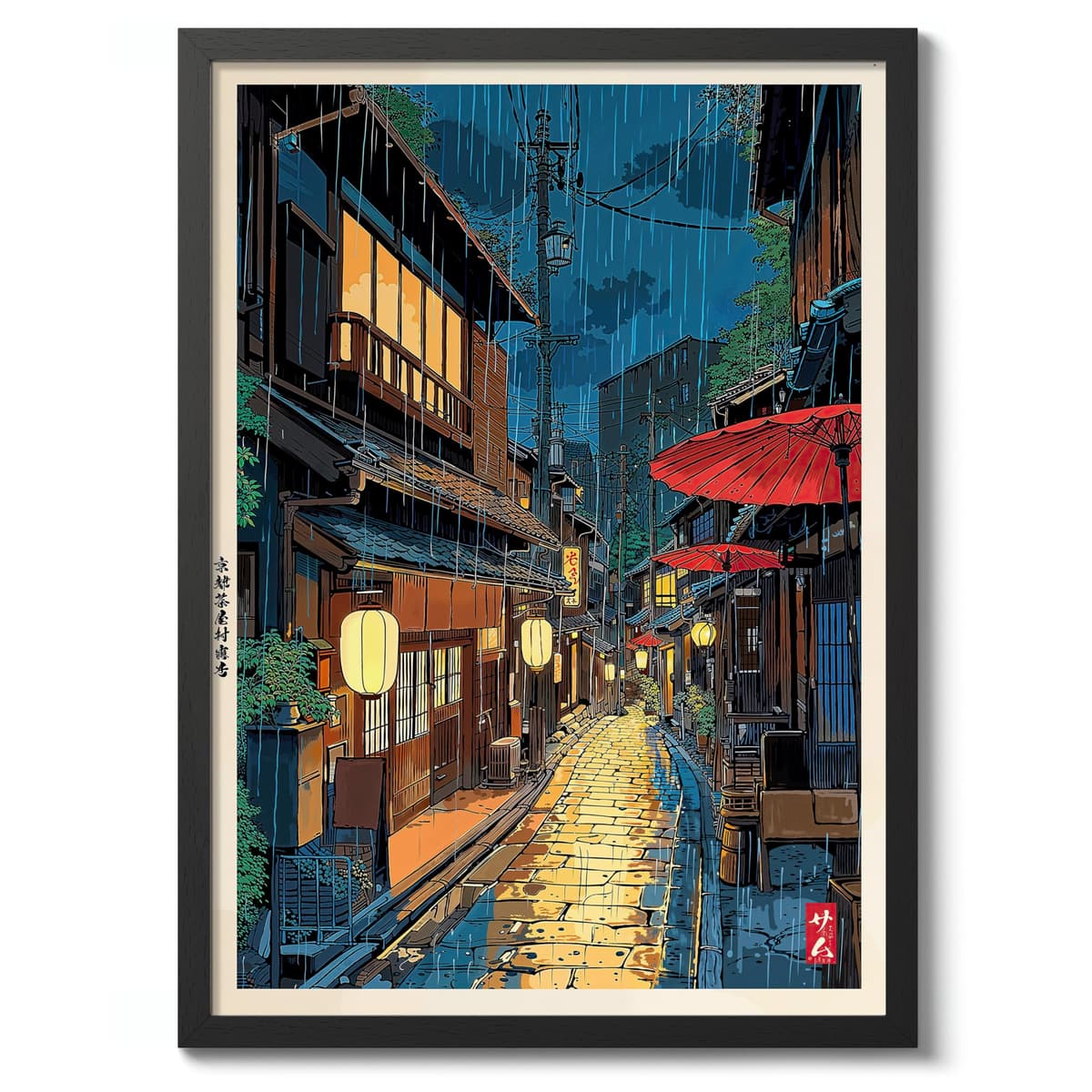 Tokyo Tea House Anime Woodblock Poster Modern Ukiyo-E, Japanese Cartoon Illustration Print, Archival Matte, A4 (Print Only) - 29.7x21cm — view 23