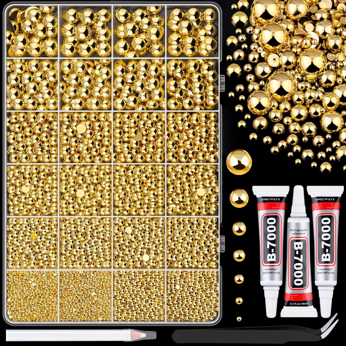 Resin Jelly Rhinestones for Crafting with B7000 Jewelry Glue, 2 Boxes Gold Flatback Crystals with 2Pcs 10ml Glue, Bedazzling Non Hotfix Gems for DIY Tumblers Clothing Shoes Manicure — view 26