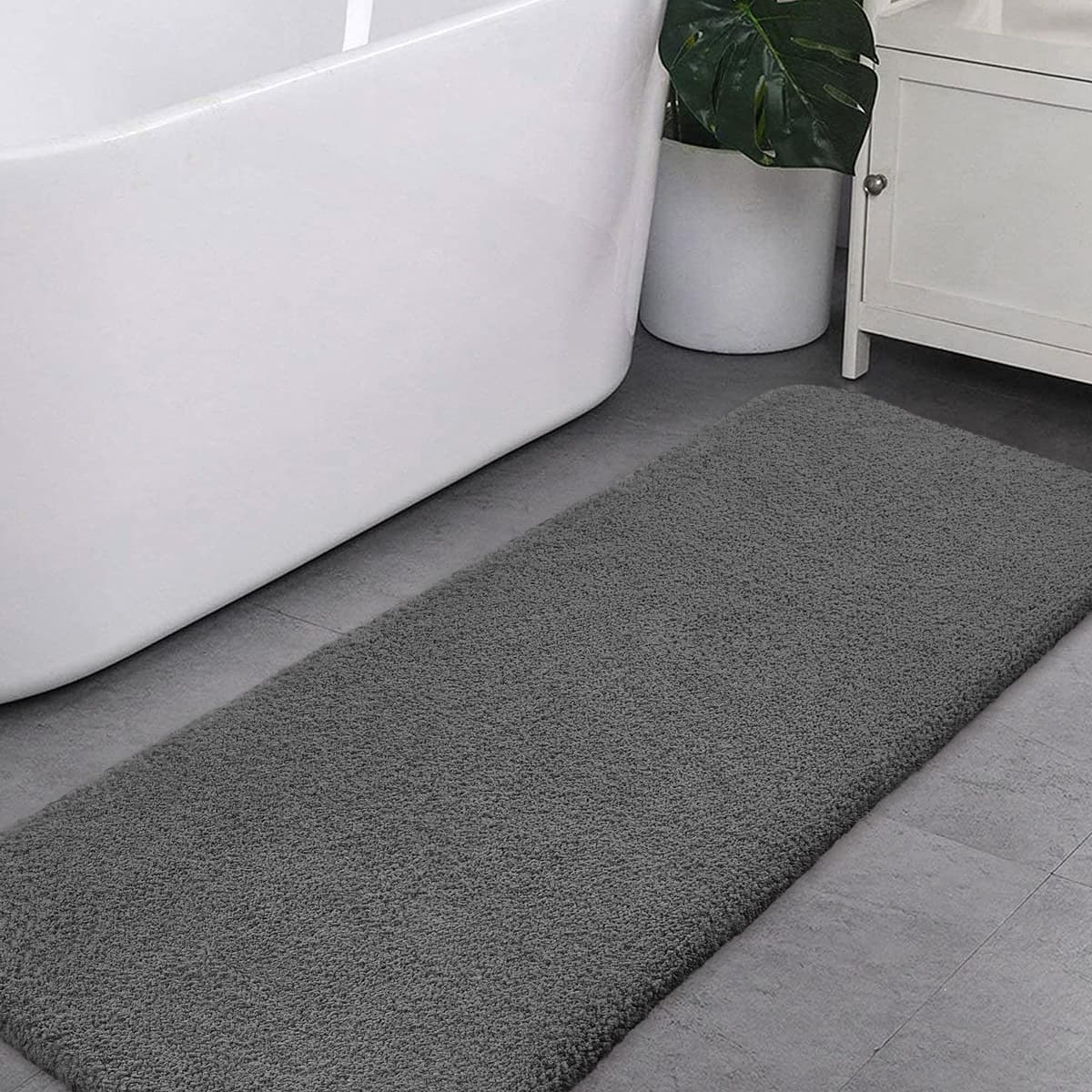 VANZAVANZU Alfombra de Ducha Antideslizante Espesa Absorbente Ultra Suave - Alfombrilla de Baño Mullido Microfibra, Lavable a Máquina - 40 x 60cm (Gris Claro) — view 24